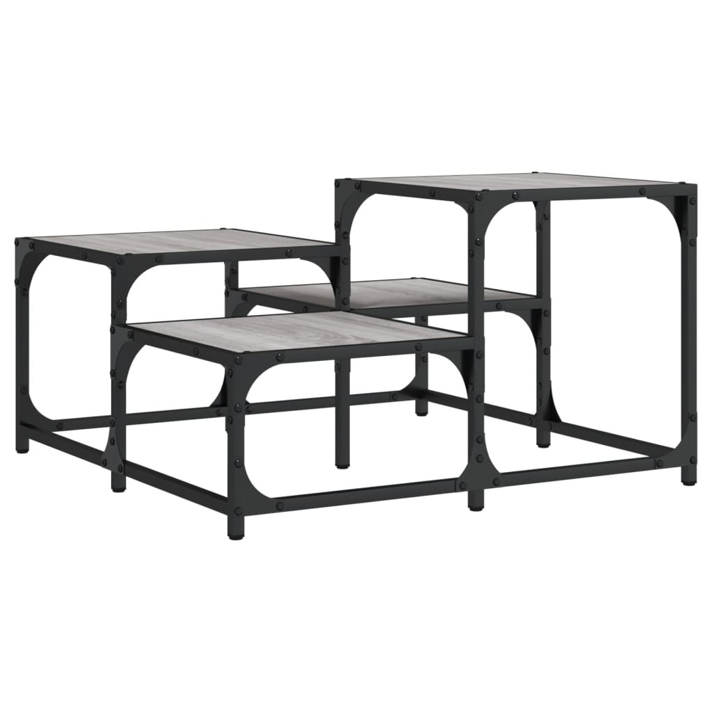 szürke sonoma színű műfa dohányzóasztal 68x68x40 cm (837750)