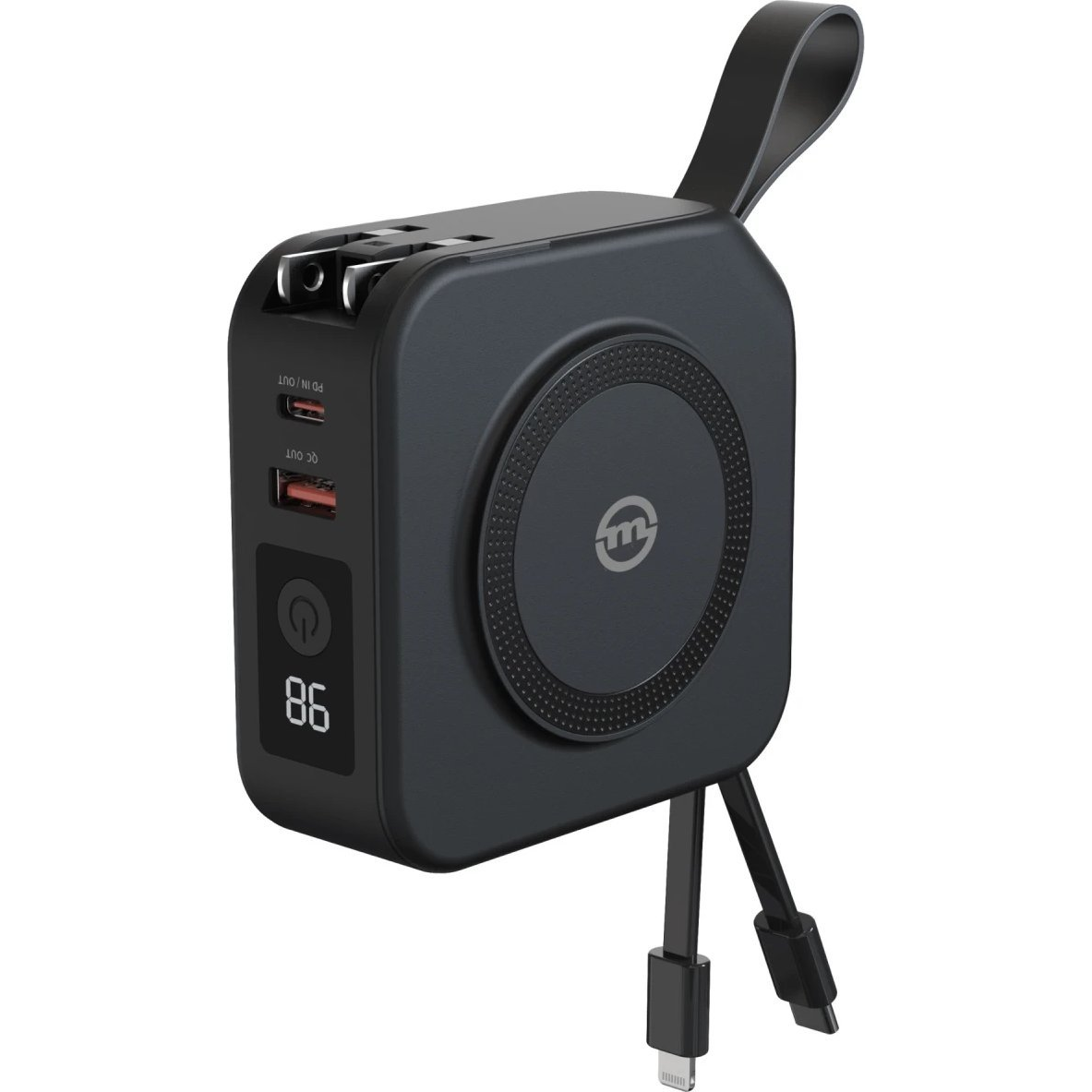 Mobile Origin Travel Charger Powerbank Lightning és USB-C Kábellel - 10 000 mAh (PBT-02L-BLK)