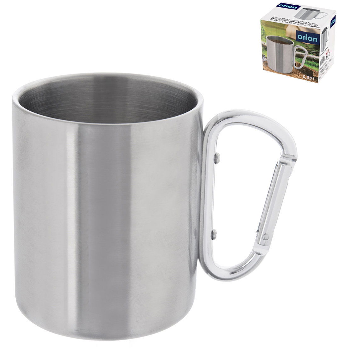 Orion Duplafalú bögre karabinerrel, rozsdamentes acél, 0,35 l (112441)