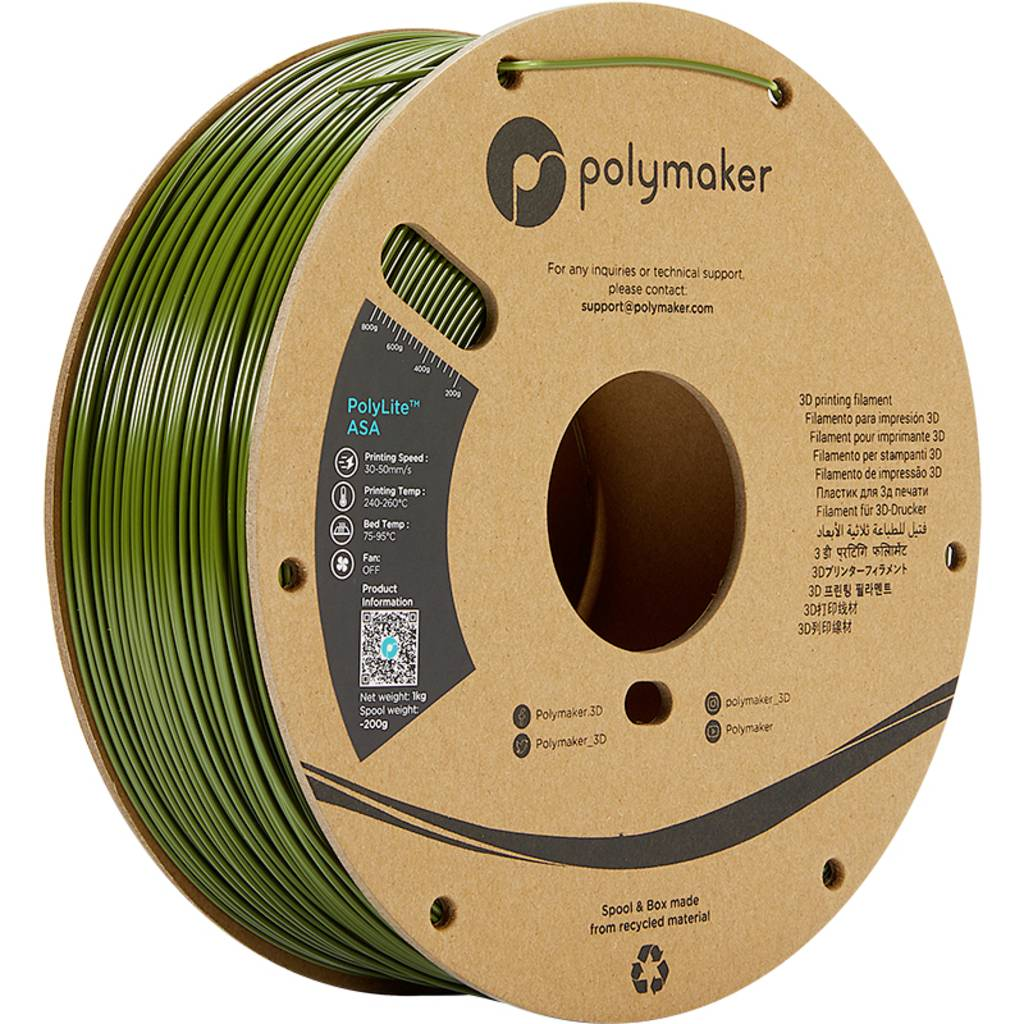 Polymaker PF01009 Army Green 3D nyomtatószál ASA időjárásálló, UV álló, hőálló 1.75 mm 1000 g Katonai zöld PolyLite 1 db (PF01009;0) (PF01009;0)