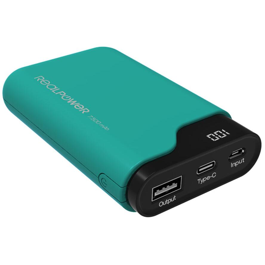 RealPower PB-7500C Power Bank 7500mAh Zöld (243966)