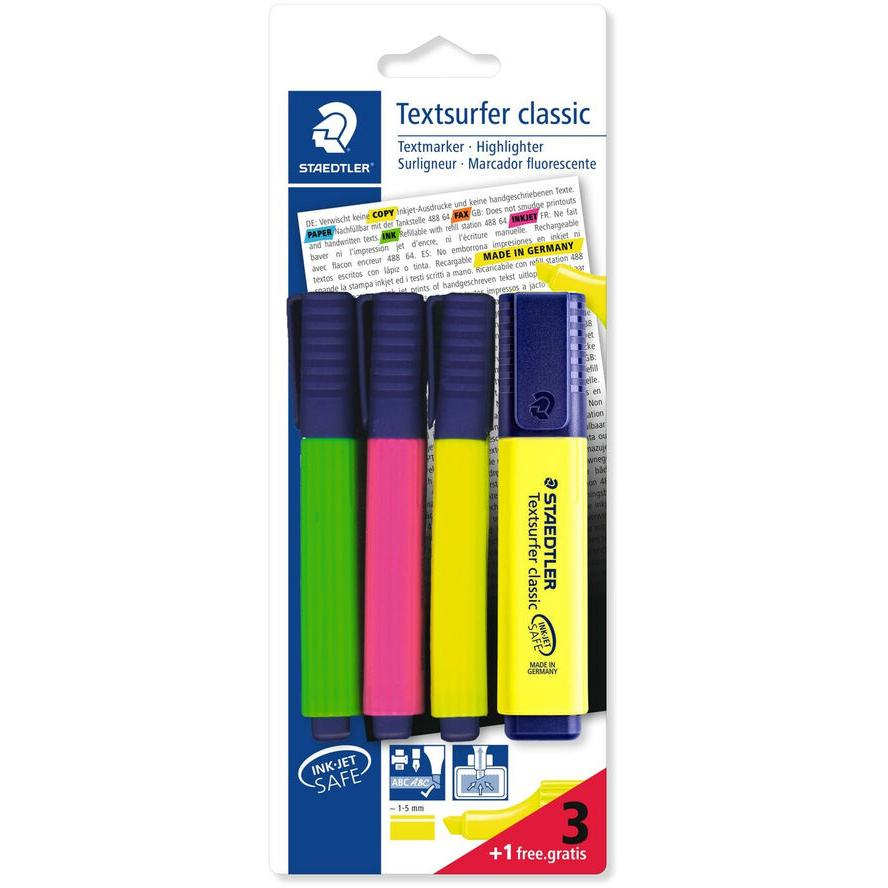 Staedtler Classic Szövegkiemelő készlet - Vegyes színek ( 3+1 db / csomag) (364 A BK4D)