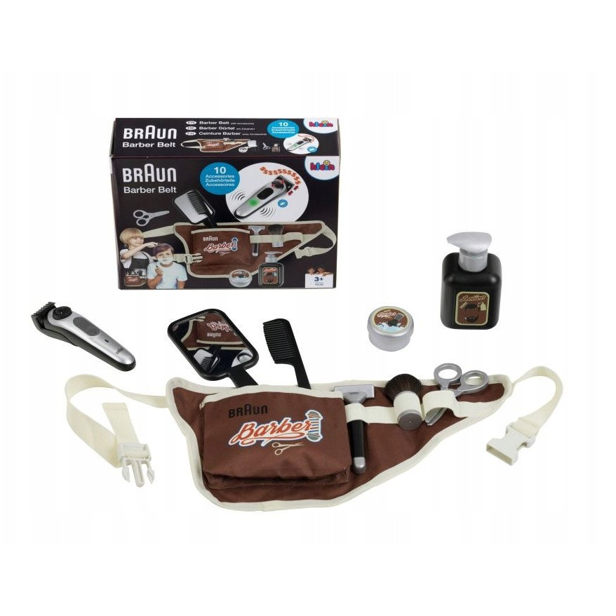 Theo Klein 5838 Braun fodrászkészlet | Övtáska számos fodrászeszközzel | Elektromos játék szakállvágó | Játék 3 éves kortól gyermekeknek (5838)