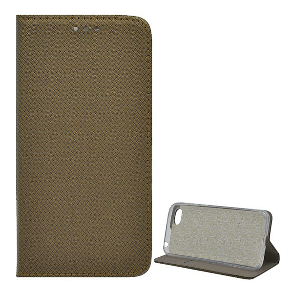 Tok álló, bőr hatású (FLIP, oldalra nyíló, asztali tartó funkció, rombusz minta) ARANYBARNA [Honor 7S] (5996457798537)