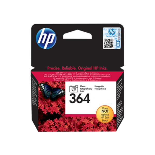 HP 364 Photo Original Ink Cartridge blækpatron 1 stk Standard udbytte Foto sort