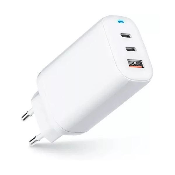 BlackBird hálózati töltő 2xUSB-C, 1x USB-A 65W PD fehér (BH1379) (BH1379)