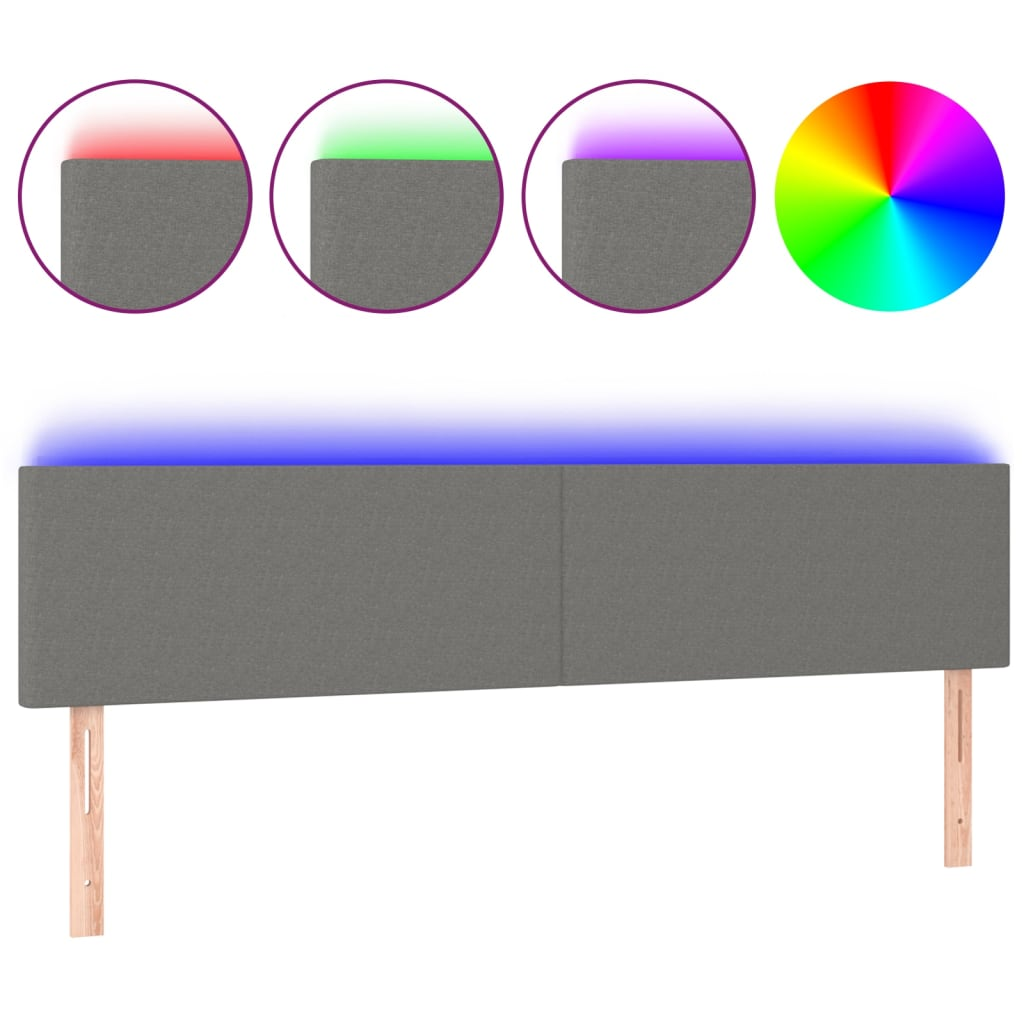 sötétszürke szövet LED-es fejtámla 160x5x78/88 cm (3121339)