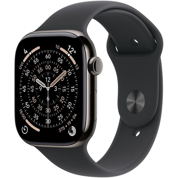 Apple Watch Series 11 GPS + Cellular 46 mm, титанов спортен каишка в цвят „слат“