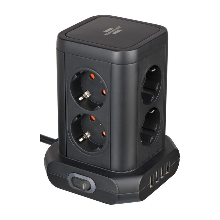 Brennenstuhl 1153560000 Elosztó 8 aljzatos 2m - Fekete (1153560000)