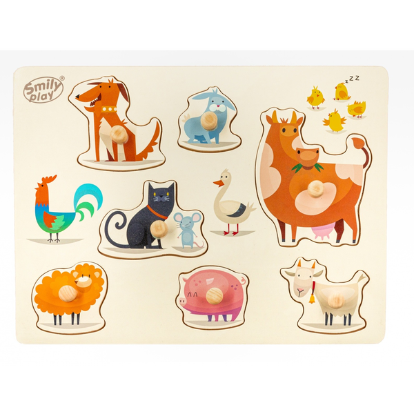 Dřevěné puzzle Domácí mazlíčci Smily Play