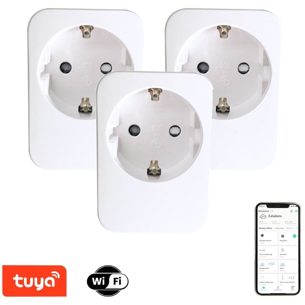 IMMAX NEO LITE Smart szett 3x beltéri aljzat v2 tű nélkül, E típusú, WiFi (07761C)