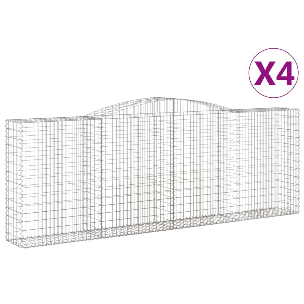 4 db íves horganyzott vas gabion kosár 400x50x140/160 cm (3147024)