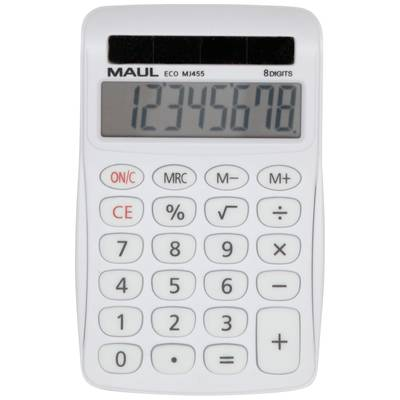 Maul ECO MJ 455 Asztali számítógép Fehér Kijelző (számjegy): 8 Napenergiával üzemeltetett (Sz x Ma x Mé) 71 x 112 x 20 mm (7263102) (7263102)