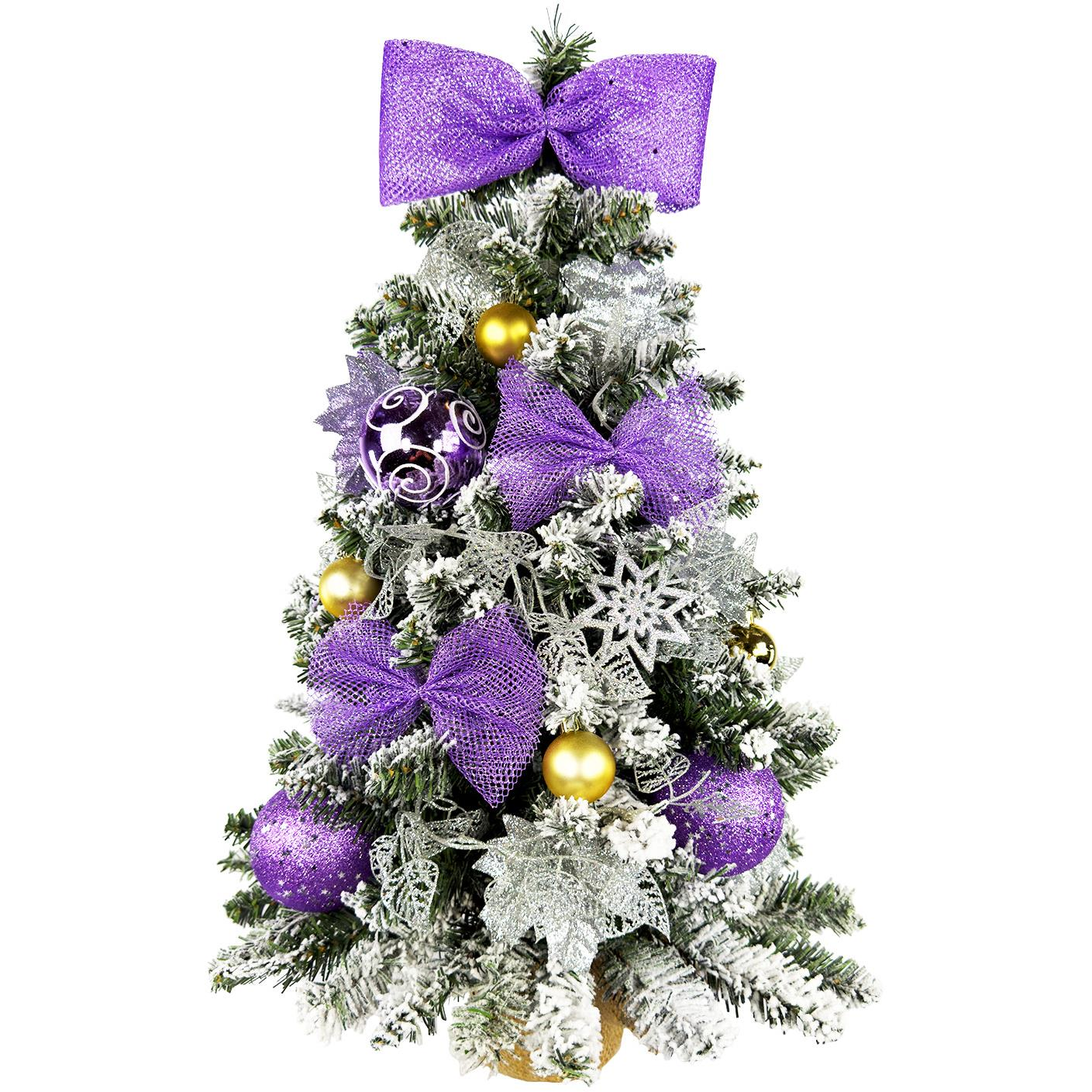 LAALU karácsonyfa LED fényekkel díszítve - Lila költészet, 28 dísz, 60 cm (LAU-2408-OZM-60V)