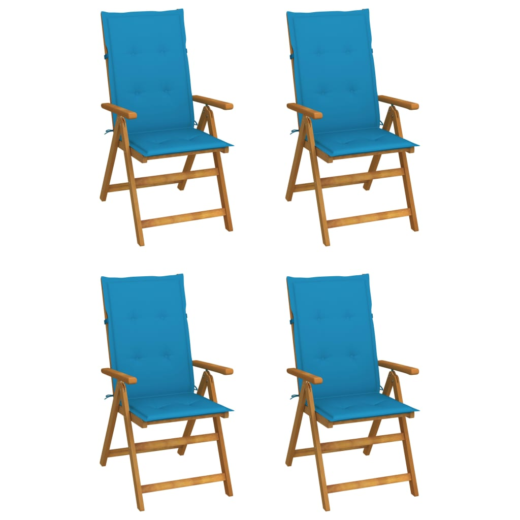 4 db dönthető tömör akácfa kerti szék párnával (3065351)