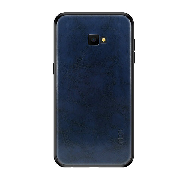 MOFI műanyag telefonvédő (szilikon keret, bőr hatású hátlap) SÖTÉTKÉK [Samsung Galaxy J4 Plus (SM-J415F)] (5996457831029)