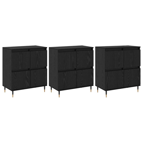 Oldalszekrények 3 pcs Musta tammi 180 x 35 x 70 cm Faanyag
