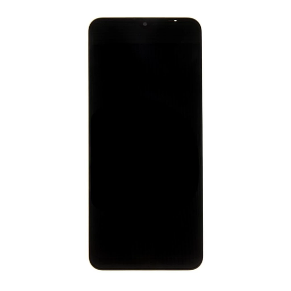 LCD kijelző + érintőegység + előlapi tok Samsung A226 Galaxy A22 5G készülékhez fekete