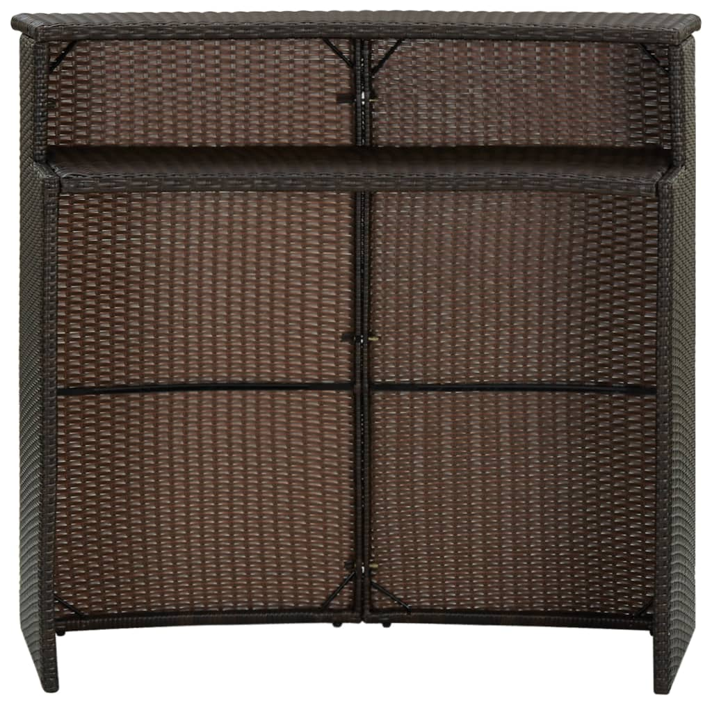 barna polyrattan kerti bárasztal 120 x 55 x 110 cm (313467)