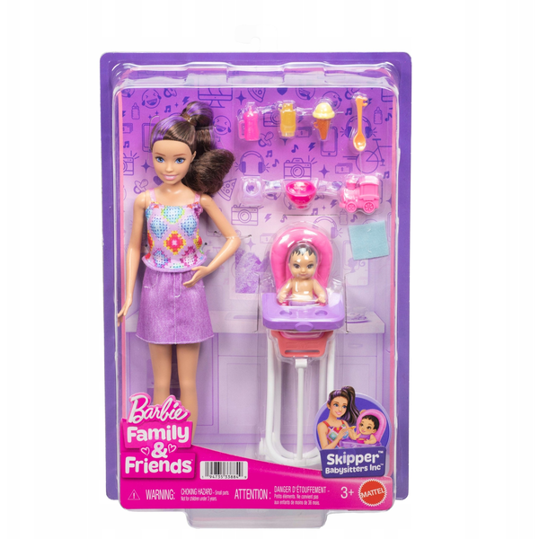 LALKA BARBIE SKIPPER OPIEKUNKA Z Krzesełkiem do karmienia I BOBASEM zestaw do zabawy JJB44/JKC16