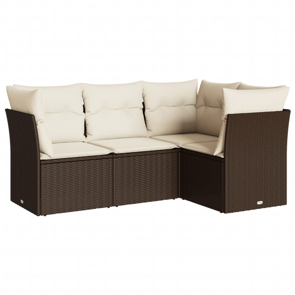 4 részes barna polyrattan kerti ülőgarnitúra párnákkal (3217583)