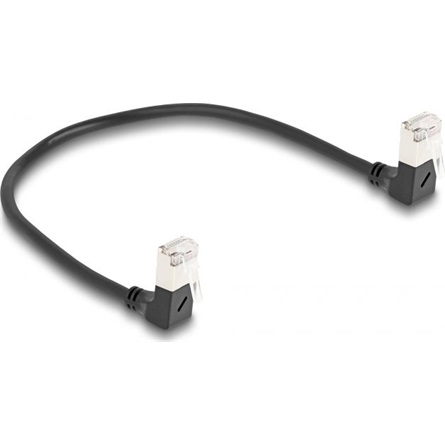 Delock RJ45 Netzkab Cat.6A S/FTP Slim 90° gewink. 0,25m schw