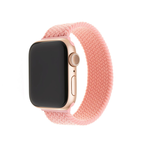 Fixed Elastický nylonový řemínek FIXED Nylon Strap pro Apple Watch 42/44/45/46/49mm, velikost XL, růžový