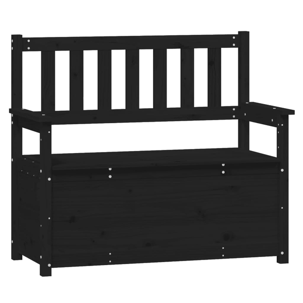 Bancă, negru, 112,5x51,5x96,5 cm, lemn masiv de pin