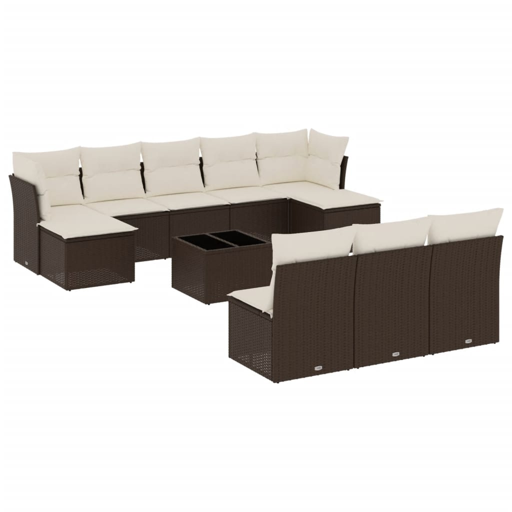 11 részes barna polyrattan kerti ülőgarnitúra párnákkal (3218303)