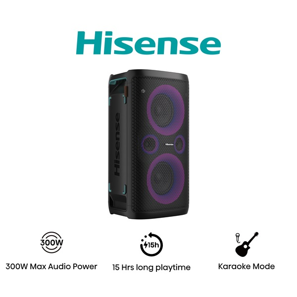 Hisense Party Storm Festtaler Sort 300 W
