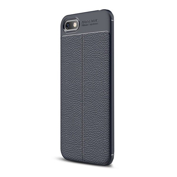 Huawei Y5 Prime (2018) / Honor 7S, TPU szilikon tok, bőrhatású, varrásminta, sötétkék (G78128)