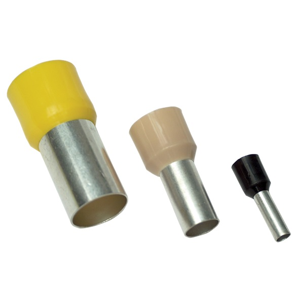 Tracon E125 10 mm2 L=27,5mm 100 db szigetelt vajszín érvéghüvely (E125)