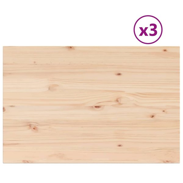vidaXL Blaty do stołu, 3 szt., 80x53x1,7 cm, prostokątne, sosnowe