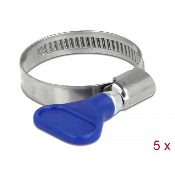 Delock Tömlőbilincs pillangó fogantyúval 25-40 mm 5 db kék (19515) (d19515)