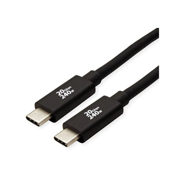 ROLINE Kábel USB4 Gen 3x2 C - C, M/M, 20Gbit/s, PD (Power Delivery) 48V5A - 240W, Emark-al, 4K Video Support, 3m, fekete