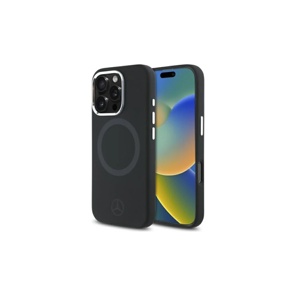 Mercedes MEHMP16L23SUTTK iPhone 16 Pro készülékhez 6.3” szilikon Tonal Logo MagSafe kemény tok fekete