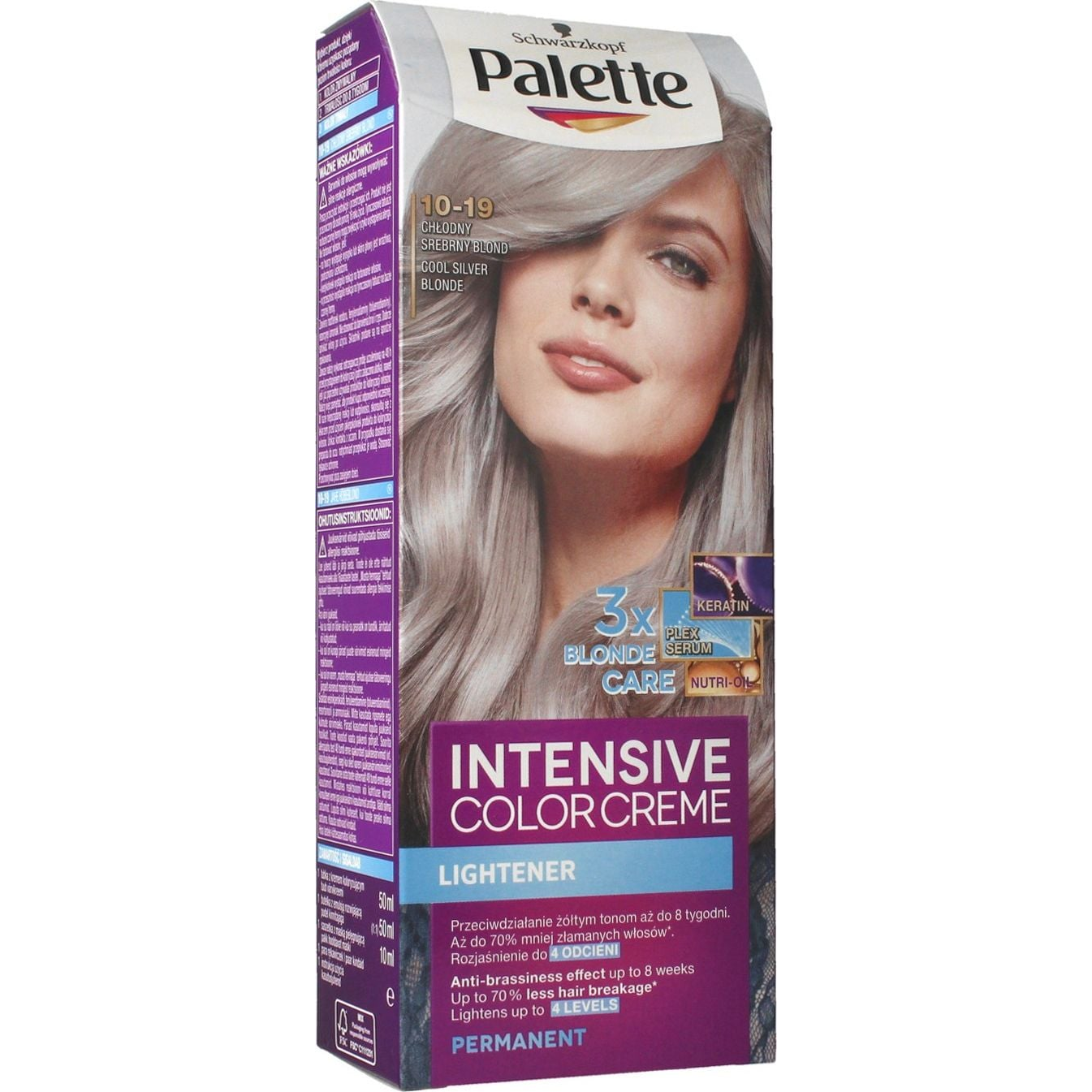 Schwarzkopf Palette ICC intenzív krémhajfesték (10-19) hűvös ezüst szőke (9000101606942) (686942)