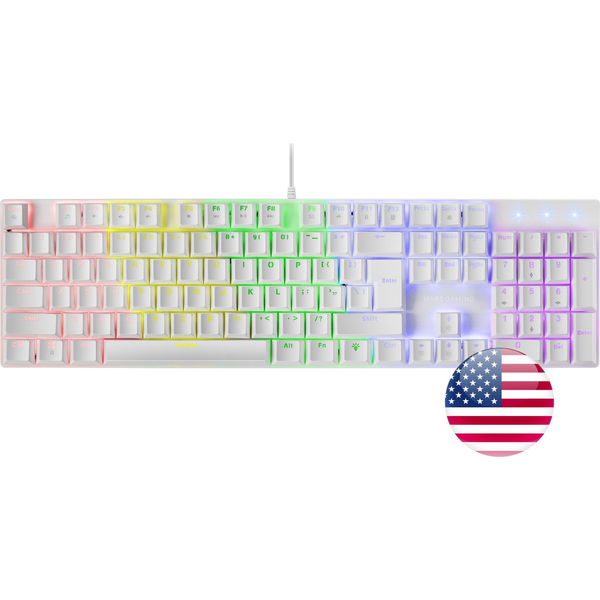 Mars Gaming MK422 клавиатура Игри USB QWERTY Американски английски език Бяла