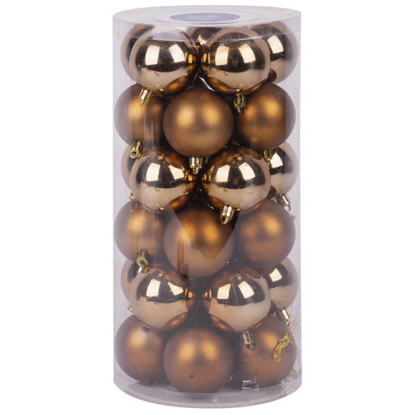 MagicHome karácsonyi gömbök, 30 db, réz, mix, karácsonyfára, 6 cm