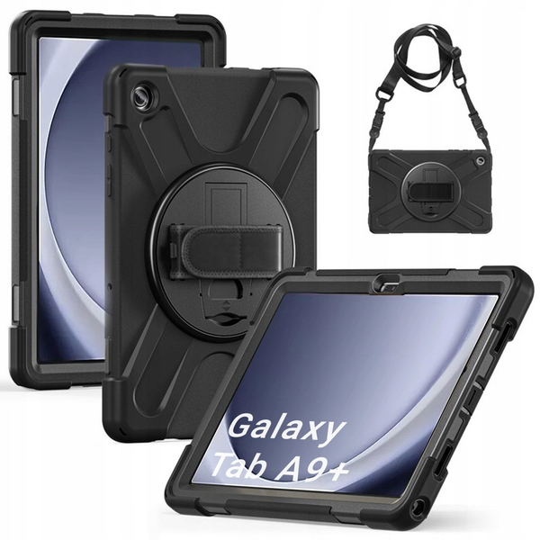 Armor Case with Handle and Strap for Samsung Galaxy Tab A9 Plus 11 (Black)