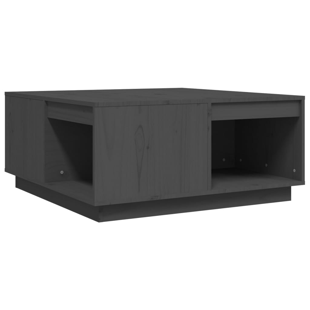 szürke tömör fenyőfa dohányzóasztal 80 x 81 x 36,5 cm (814526)