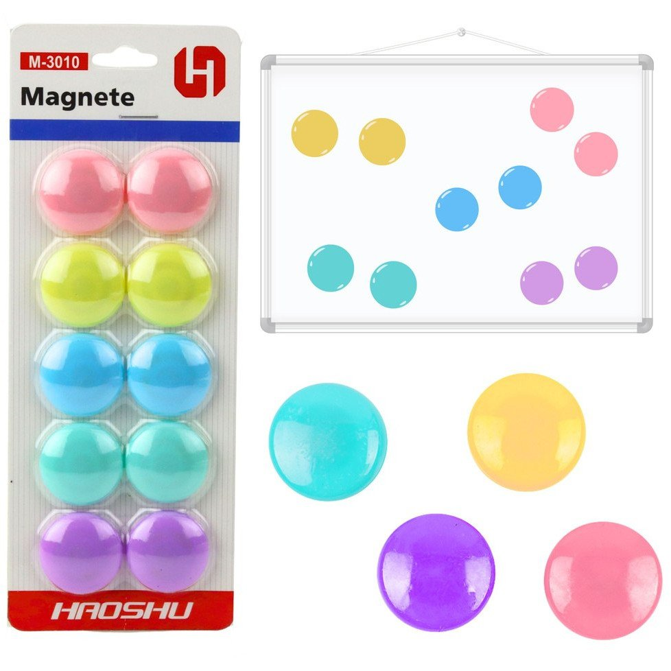 Mágneskészlet Mágneses Táblákhoz, Színes, 10 db, 3 Cm  21883 (21883)