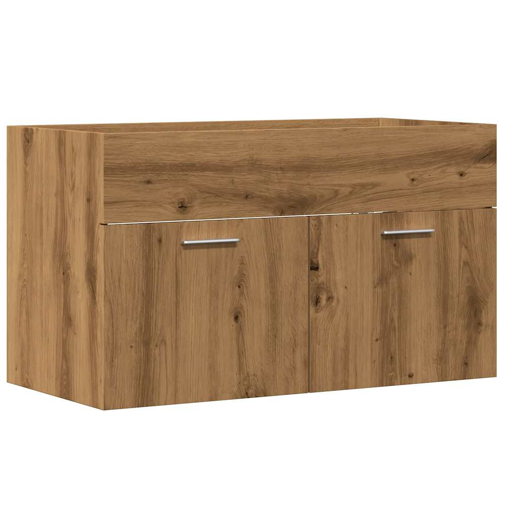 kézműves tölgy szerelt fa mosdószekrény 80x38,5x46 cm (856212)