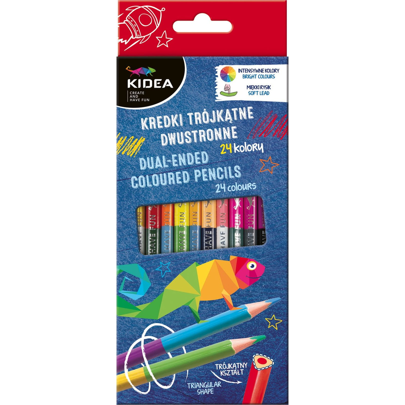 Kidea Kétoldalú Háromszög Színes Ceruza Készletú 24 db-os (KTD24KKA)