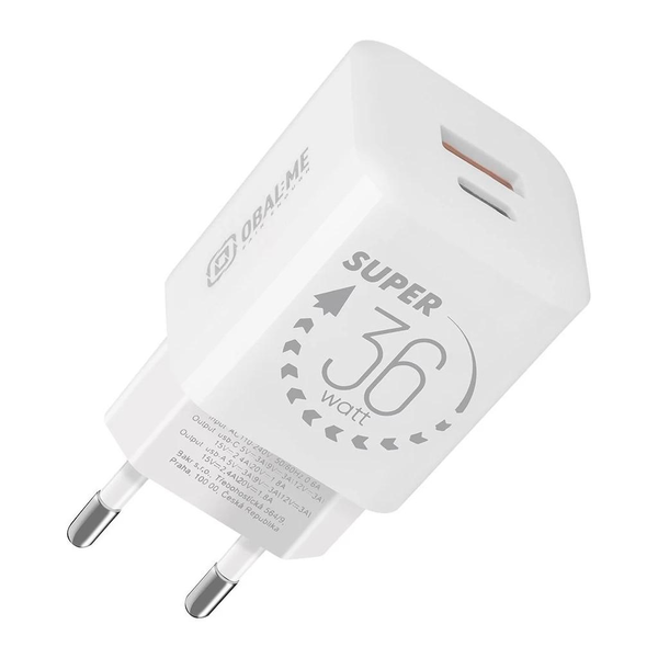 OBAL:ME GaN fali töltő USB-A + USB-C 36W fehér