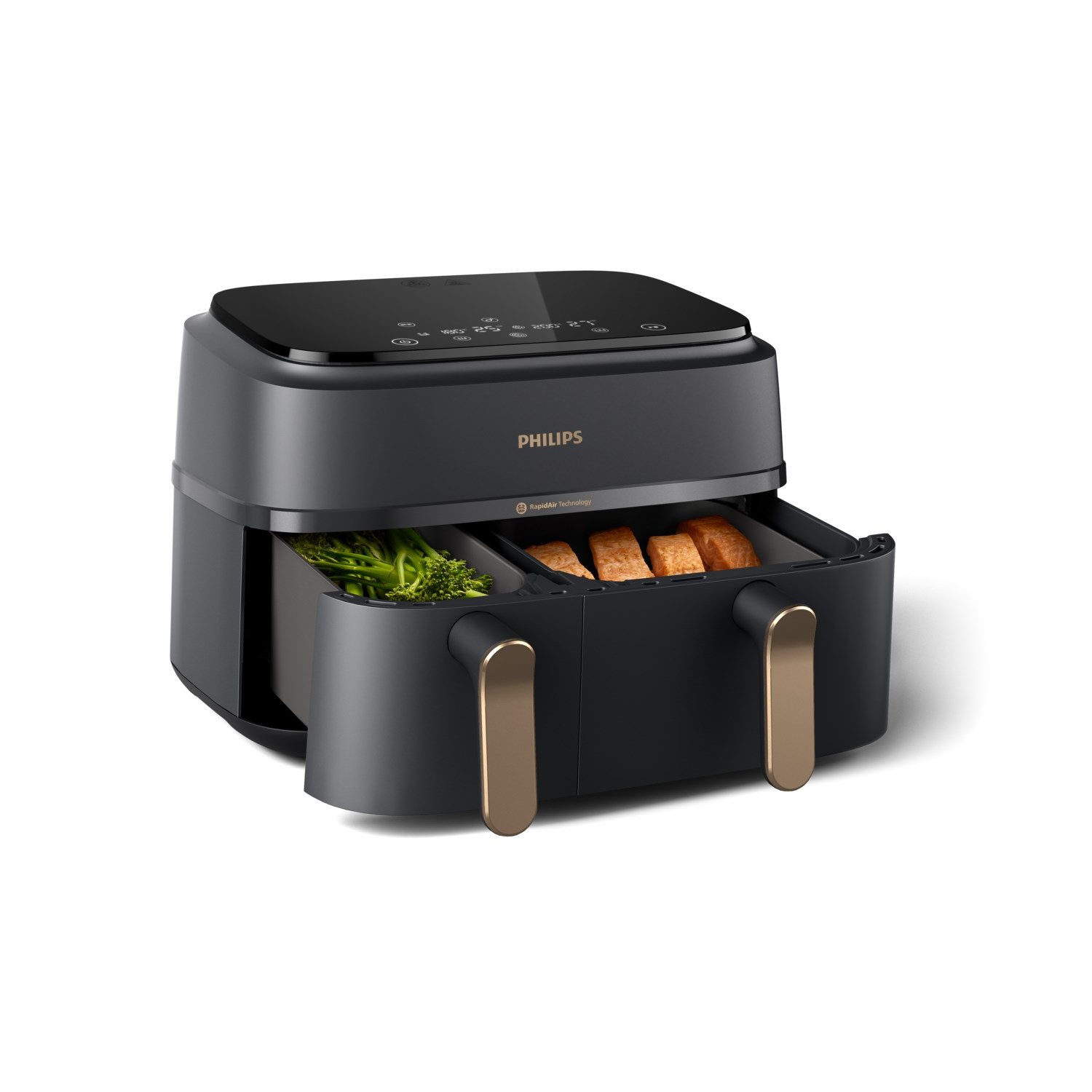 Philips 3000 series NA352/04 AirFryer Forrólevegős sütő 2x3,7L 1700 Watt - Fekete (NA352/04)