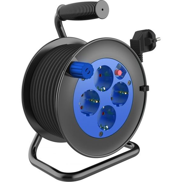 Orno Przedłużacz bębnowy MINI, 4 gniazda 2P+Z (schuko), metalowy stojak, polwinit H05VV-F 3x1mm2 - 15m