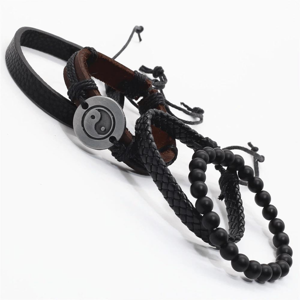 Predator Q1 bőr karkötő - Yin Yang - 4 darabos szett - Q08