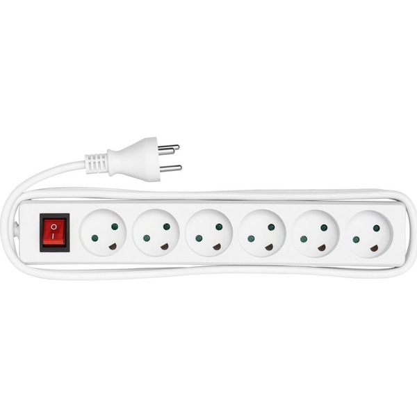 Kabel zasilający MicroConnect Power strip 6 outlets 3m White