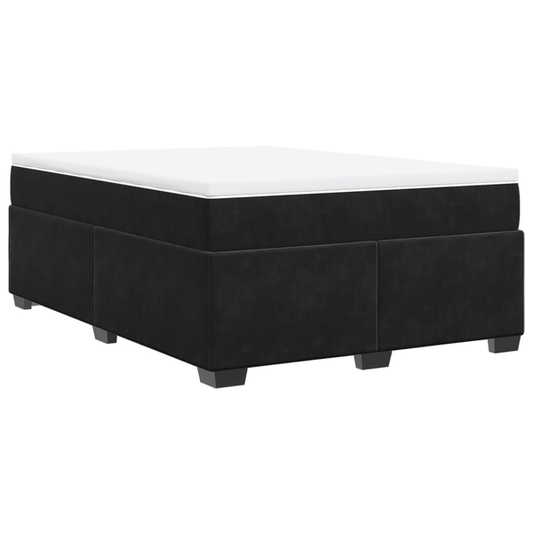 Pat box spring cu saltea, negru, 140x190 cm, catifea